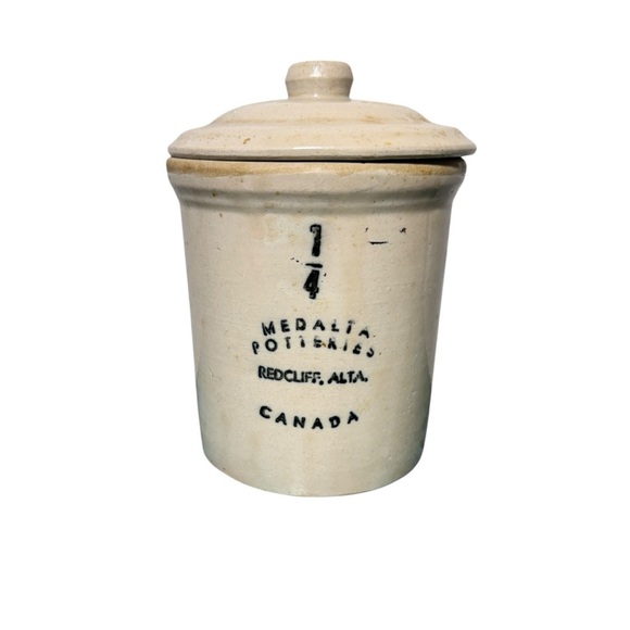 Vintage Other - Medalta Potteries - Redcliffe Alta Canada 1/4 Crock Jar with Lid